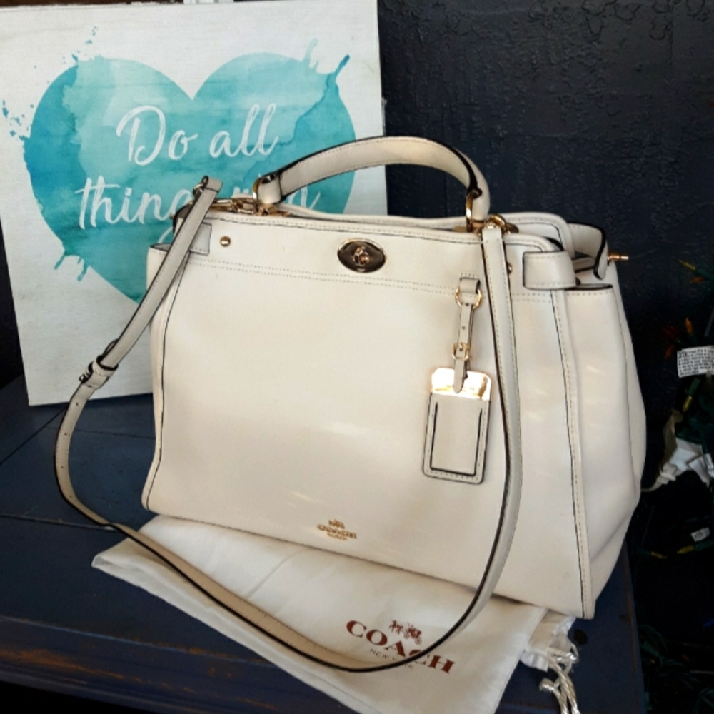 Coach handbag gramercy satchel top handle white